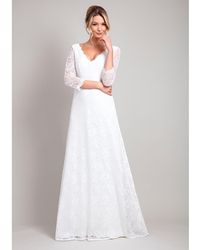 Alie Street London - Anya 3/Sleeve V-Neck Lace Bridal Gown - Lyst
