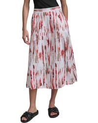 DKNY - Print Linen Blend Midi Skirt - Lyst