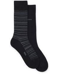 BOSS - Assorted 2-Pack Solid & Stripe Cotton Blend Dress Socks - Lyst