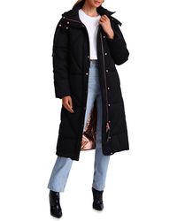 Avec Les Filles - Thermal Puff Faux Down Water Resistant Hooded Longline Puffer Coat - Lyst