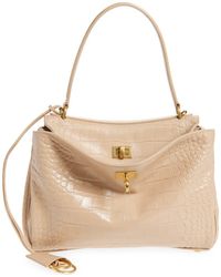 Balenciaga - Small Rodeo Croc Embossed Leather Top Handle Bag - Lyst