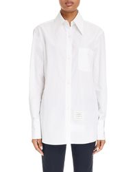 Thom Browne - exaggerated Collar Easy Fit Cotton Button-up Shirt - Lyst