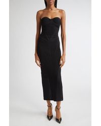 Balmain - Strapless Knit Body-Con Bustier Dress - Lyst