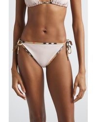 Burberry - Mata Check Trim Sting Bikini Bottoms - Lyst