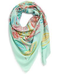 Echo - Gestural Rose Print Square Scarf - Lyst