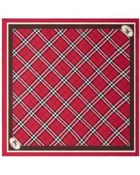 Burberry - Medium Check Ekd Stamp Square Silk Twill Scarf - Lyst