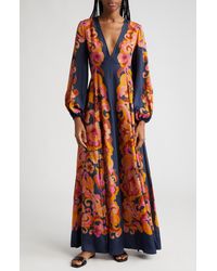 Zimmermann - Acadian Paisley Long Sleeve Silk Maxi Dress - Lyst