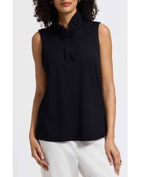 Foxcroft - Tammy Ruffle Collar Crepe Sleeveless Top - Lyst
