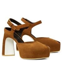 Tory Burch - Ankle Strap Peep Toe Platform Pump - Lyst