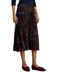 Ralph Lauren - Belting Print Pleated Georgette Skirt - Lyst