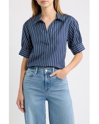 FRAME - The Stripe Cotton Popover Top - Lyst