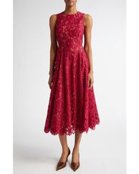 Michael Kors - Floral Lace Sleeveless Fit & Flare Midi Dress - Lyst