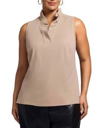 Foxcroft - Tammy Ruffle Collar Crepe Sleeveless Top - Lyst