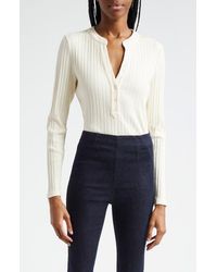 Veronica Beard - Jocelyn V-Neck Rib Cotton Top - Lyst