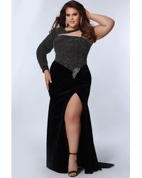 Johnathan Kayne for Sydneys Closet - One Shoulder Long Sleeve Plus Size Evening Gown - Lyst