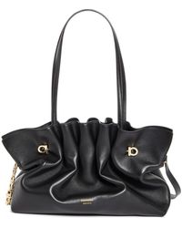 Ferragamo - Medium Gancio Piercing Soft Leather Shoulder Bag - Lyst