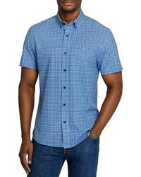 Con.struct - Slim Fit Houndstooth Plaid Woven Short Sleeve Basic Shirt - Lyst