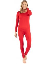 Leveret - Two-Piece Thermal Long Sleeve Solid Pajamas - Lyst