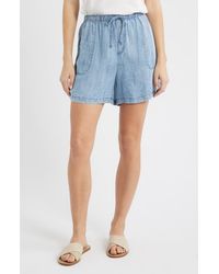 Beach Lunch Lounge - Yoko Tie Waist Chambray Shorts - Lyst