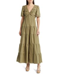 Charles Henry - Ruched Tiered Dress - Lyst