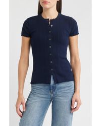 Madewell - Short Sleeve Pointelle Cotton Blend Cardigan - Lyst