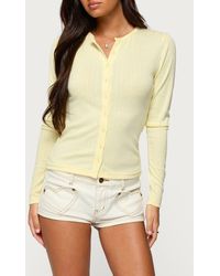 Edikted - Maeva Pointelle Button-Up Top - Lyst