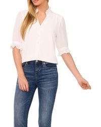 Cece - V-Neck Button-Up Shirt - Lyst