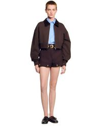 Sandro - Cropped Dual-Fabric Sweatshirt - Lyst