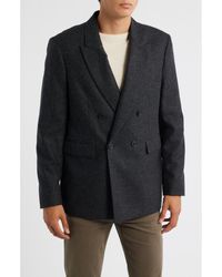 FRAME - Pinstripe Double Breasted Wool Blend Blazer - Lyst