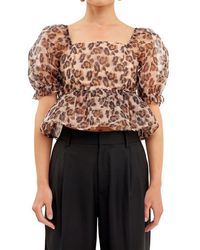 Endless Rose - Print Organza Crop Top - Lyst