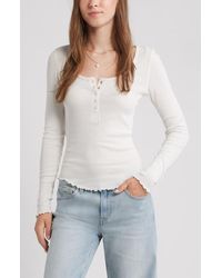 BP. - Cotton Blend Pointelle Henley Top - Lyst