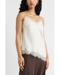 Open Edit - Lace Trim Satin Camisole - Lyst