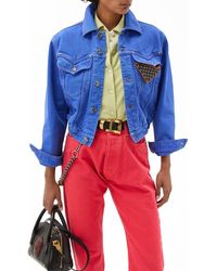 Versace - Gender Inclusive Crop Denim Trucker Jacket - Lyst