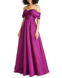 THEIA - Joelle Jacquard Off The Shoulder Gown - Lyst