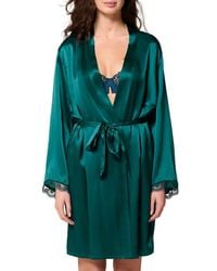 Simone Perele - Love Me Lace Trim Silk Blend Robe - Lyst