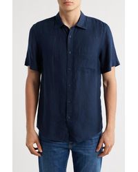 Nordstrom - Solid Short Sleeve Linen Button-Up Shirt - Lyst