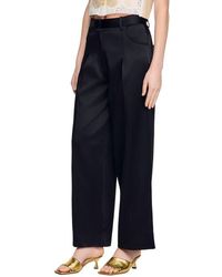 Sandro - Satin-Effect Wide-Leg Trousers - Lyst