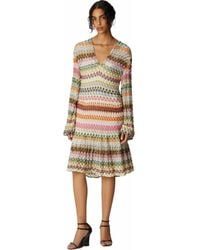 Missoni - Long Sleeve Short Dress With Zig Zag Lace Pattern - Lyst