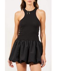 Modenaire - Mixed Media Racerback Mini Dress With Bubble Hem Skirt - Lyst