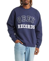 Obey - Records Logo Crewneck Sweatshirt - Lyst