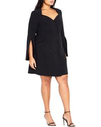City Chic - Kallie Double Breasted Long Sleeve Minidress - Lyst