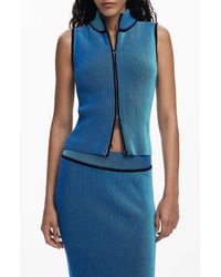 Desigual - Sleeveless Front Zip Rib Top - Lyst