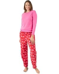 Leveret - Cotton Top & Fleece Pants Printed Matching Family Holiday Pajama Set - Lyst