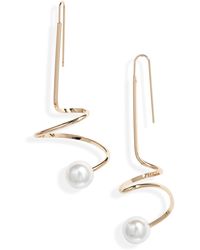 Open Edit - Imitation Pearl Spiral Wire Drop Earrings - Lyst