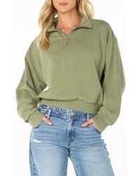 Roxy - Half Moon Cotton Blend Quarter Zip Pullover - Lyst