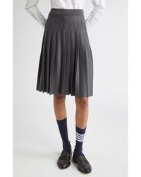 Thom Browne - Pointelle Pleated Wool & Silk Skirt - Lyst