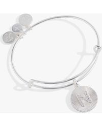 ALEX AND ANI - Pave Starburst Texture Initial Bangle Bracelet - Lyst