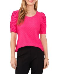 Chaus - Eyelet Ruched Sleeve Knit Top - Lyst