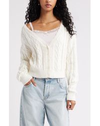BP. - Mixed Stitch Cardigan - Lyst