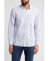 Johnston & Murphy - Frond Jacquard Cotton & Linen Button-up Shirt - Lyst